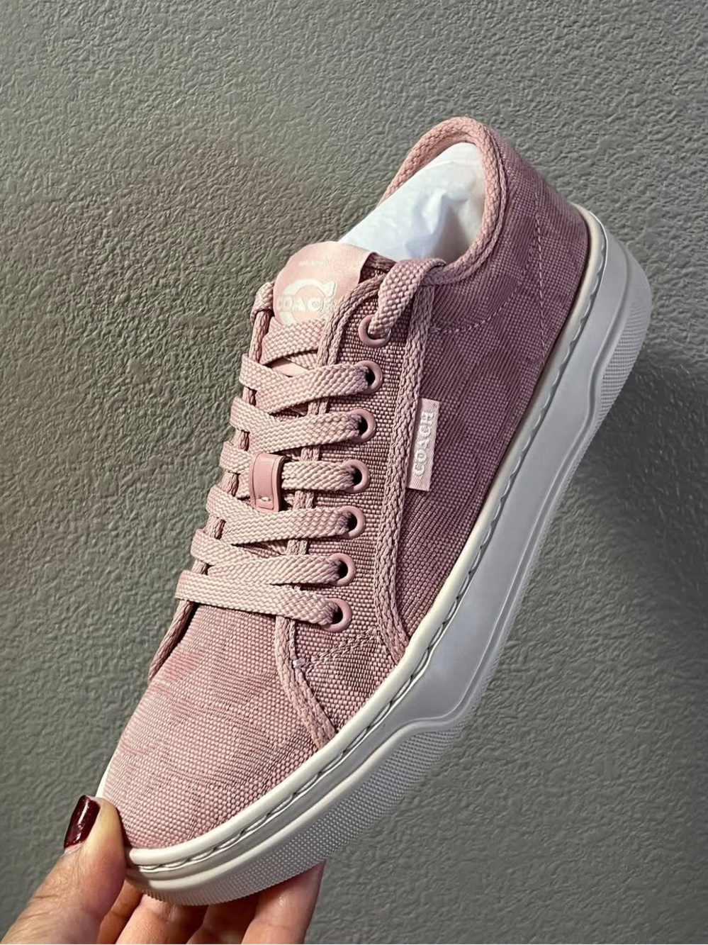 Coach women Canvas Sneaker,Pink Color - Picture 3 of 4